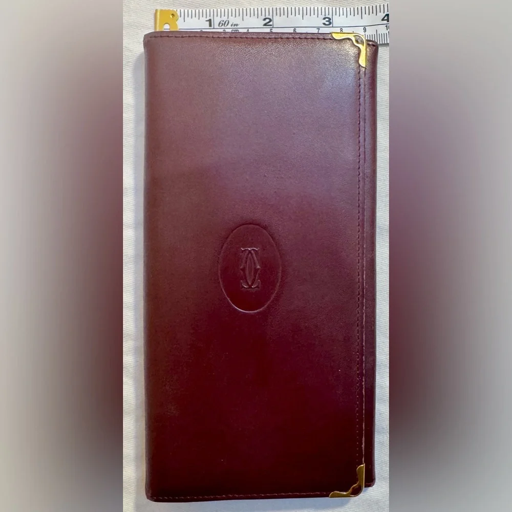 Vintage Cartier Must de Cartier Bordeaux Continental Wallet – Goldtone Corners